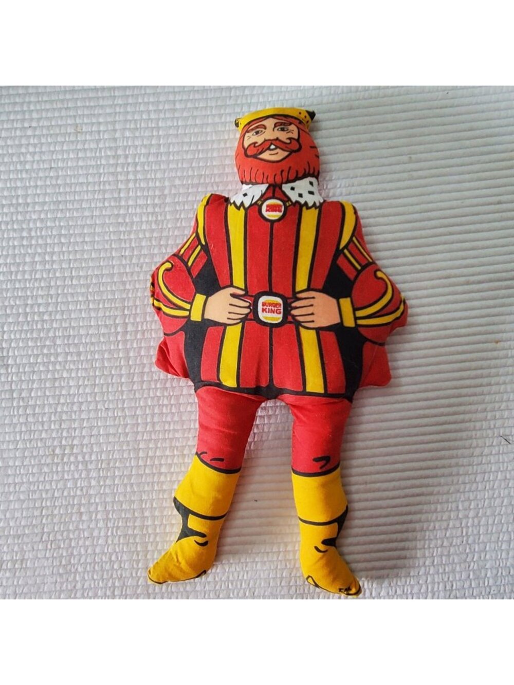 Burger King Plush 13" USA 1970s Mascot Cloth Doll Flat Printed Vinatge Stuffed